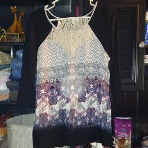 Chic Black and Cream Lace Blouse